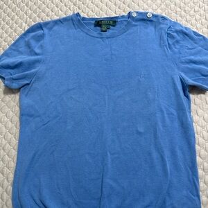 Lauren Ralph Lauren Men's Blue Short-Sleeve Knit Shirt can fit small & Med